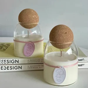 Heat Resistant Glass Candle Container Reusable Clear Empty Glass Candle Holders Lanterns Candle Jars With Ball Cork Lid