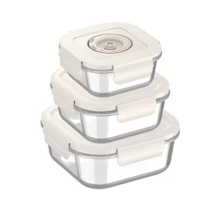 Heat-Resistant Glass Storage Containers with Vacuum Seal for Kitchen and Outdoor Use