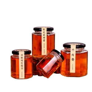 Hexagon Glass Jars with Gold Lids for Jam, Honey, Baby Food, Spices and Canning