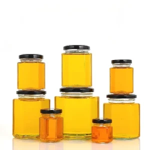 Hexagon Lead-Free Glass Jar with Tinplate Cover for Kimchi Chili Sauce Jam 45ml 100ml 180ml 280ml 380ml 500ml
