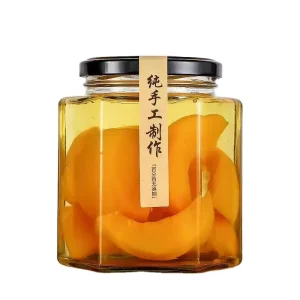 Hexagon Thickened Glass Honey and Jam Jars with Sealed Black and Gold Metal Twist Covers