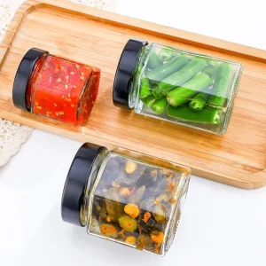 Hexagonal Glass Honey and Jam Jars for Storage, 100 ml, 150 ml, 180 ml, 250 ml, 280 ml, 380 ml, 500 ml, 750 ml