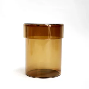 High Borosilicate 10 oz Wide-Mouth Amber Glass Candle Jar with Glass Lid