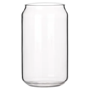 High-Borosilicate 12oz 16oz Beer Can-Shaped Glass Water Cup with Straw and Lid