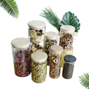 High Borosilicate Airtight Glass Food Storage Jars Bamboo Wood Lids Custom Colors Engraving Hot Stamping Chocolate