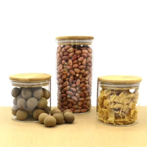 High Borosilicate Glass Airtight Storage Jars with Bamboo and Aluminum Lids for Snacks, Coffee, and Tea