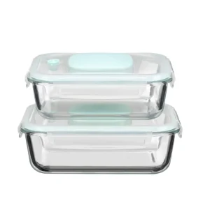 High Borosilicate Glass Airtight Vacuum Food Storage Container with Press-Lock Lid, Microwavable, BPA-Free