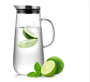 High Borosilicate Glass Carafe with Heat-Resistant Lid Filter and Dispenser 150 Temperature Resistance