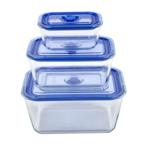 High-Borosilicate Glass Child Food Storage Container with Airtight Leakproof BPA-Free Plastic Lid Microwave Safe
