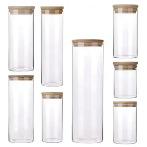 High Borosilicate Glass Container Jar Box for Packaging Cookies Tea Coffee Spices Sugar Snacks Candies Chocolate Pet Food 100pcs