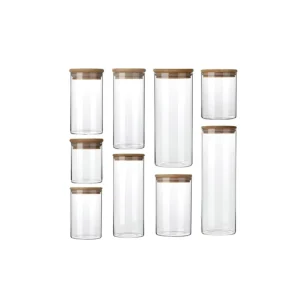 High Borosilicate Glass Dry Fruit and Snack Storage Container with Airtight Moisture-Proof Bamboo Lid