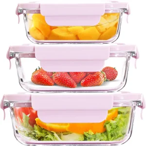 High-Borosilicate Glass Food Storage Container with Airtight Lid for Microwave and Bento Use