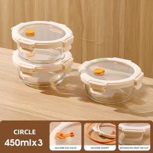 High Borosilicate Glass Food Storage Containers with Tempered Glass Lids, Leakproof