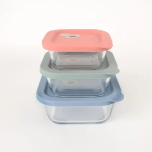 High Borosilicate Glass Freshness Preservation Eco Friendly Design Microwavable Safe Square Shape Buckle