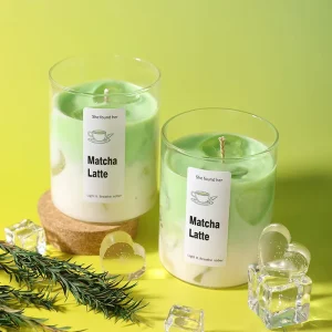 High Borosilicate Glass Jar Jelly Wax Coffee Matcha Latte Fragrance Gift Candles WIth Cork Lid