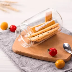 High Borosilicate Glass Jar Screw Acacia Wood Lid Food Storage Glass Bottle