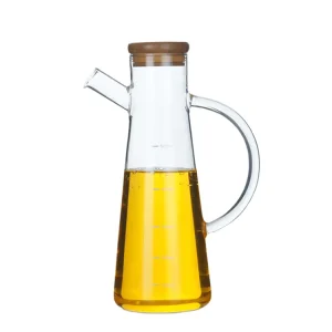 High Borosilicate Glass Oil Bottle with Bamboo Lid