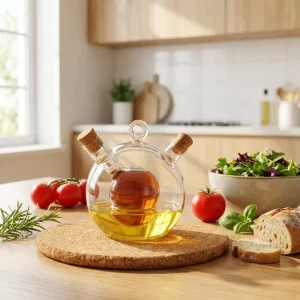 High Borosilicate Glass Oil Dispenser Bottle 380ml Eco-Friendly Hand-Blown Heat-Resistant