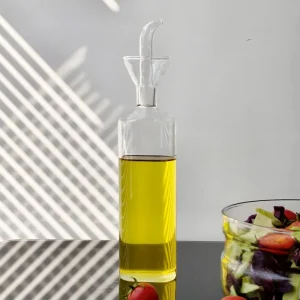 High Borosilicate Glass Oil Dispenser Bottle 390ml Clear Food-Safe Single-Hole