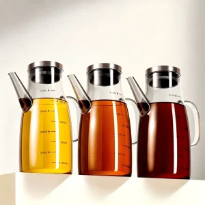 High Borosilicate Glass Oil Pot Heat-Resistant Eco-Friendly Leak-Proof Lid Large Capacity Kitchen Food Storage Bottle