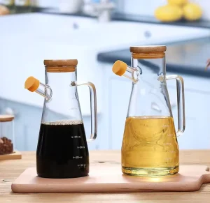 High Borosilicate Glass Oil Pot with Handle