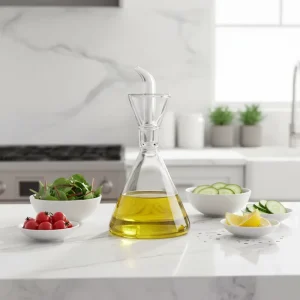 High Borosilicate Glass Olive Oil Dispenser Bottle 255ml Leak-Resistant Handmade Mouth-Blown Heatable