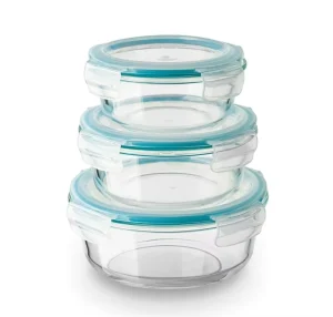 High Borosilicate Glass Round Food Container with Two Compartments and Plastic Lid