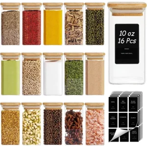 High Borosilicate Glass Storage Jar Bamboo Lid Airtight Food Container For Spices Tea Coffee Beans Camping Portable Eco Friendly