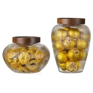 High Borosilicate Glass Storage Jar with Acacia Wood Lid for Coffee Beans Snacks and Tea