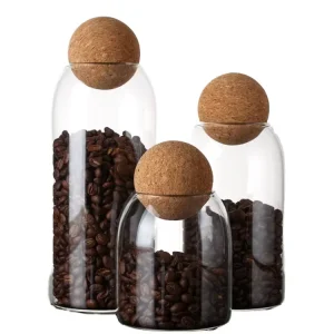 High-Borosilicate Glass Tea and Coffee Storage Jar with Sealed Cork Lid