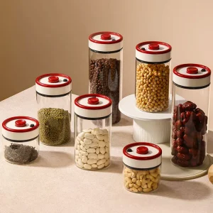 High Borosilicate Glass Vacuum Sealed Storage Canister Moisture Proof Air Tight Container with Removable Seal for Kitchen