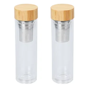 High Borosilicate Glass Water Bottle with Bamboo Screw Lid