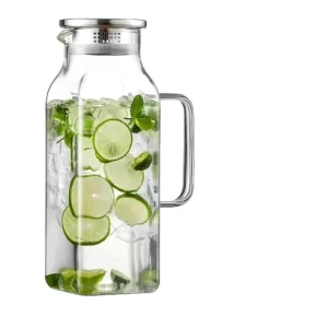 High Borosilicate Heat Resistant Glass Cold Water Pitcher Household Large Capacity Square Glass Jug