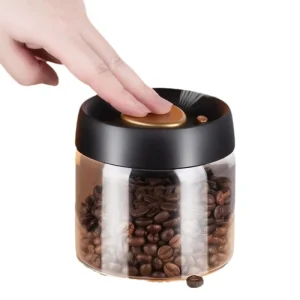 High Borosilicate Transparent Press Vacuum Glass Jar for Kitchen Food Storage Coffee Beans and Nuts Preservation Container