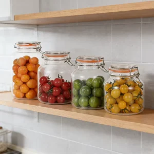 High Capacity Empty Clear Glass Round Honey Jars Food Storage Pickles Jar Kitchen Food grade Storage Glass Jar