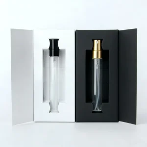 High End 2 10ml Perfume Bottles with Four Color Matt Laminated Folders OEM ODM Customizable Bottle + Folder Set