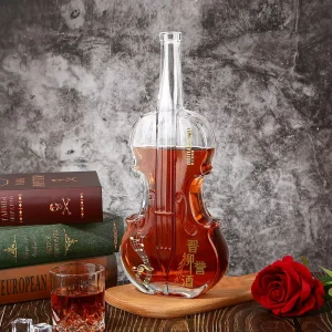 High End Custom 500ml 750ml Violin Shape Glass Bottle Premium Vodka Whisky Rum Liquor Bottle