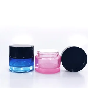 High Lid Empty 20 ml 30 ml 50ml Coloured Matte Black pink clear square Cosmetic Glass Cream Jar for Cosmetic Cream Jar