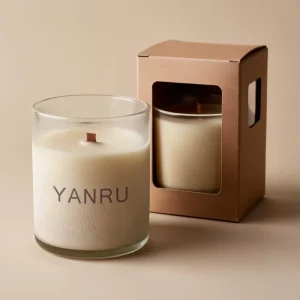 High Quality 10oz Glass Candle Jars with Customized Box Round clear Glass Bottle for Candle Making