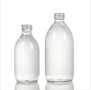 High Quality 300ml 500ml Empty Beverage Glass Bottle Cylinder Transparent Coffee Juice Beverage Glass Bottle With Aluminum Lid