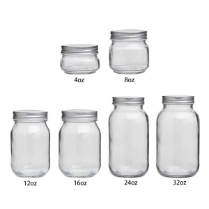 High Quality 4oz 8oz 12oz 16oz 25oz 32oz Glass Mason Jar with Lid for Canning