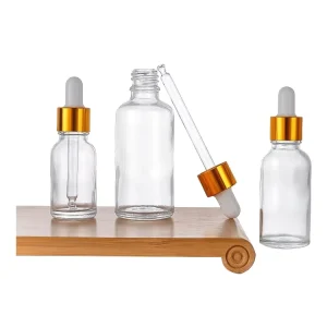 High Quality 5-100 ml Transparent Frosted Glass Dropper Bottle Essential Oil Bottles with Aluminum Dropper From China Supplier