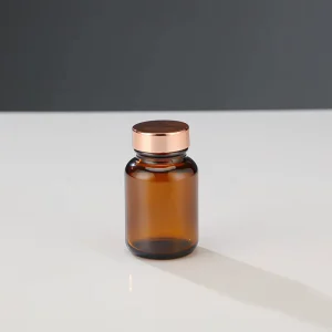 High Quality 60ml 75ml 100ml Amber Empty Vitamin Glass Bottle with Screw Lids for Pill Capsule Tablet Packaging Customized Cover