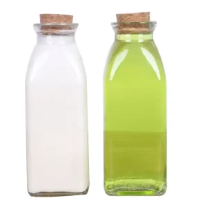 High Quality 750ml Custom Capacity Transparent Milk Glass Bottle Wooden Cork Shape Water Whiskey Tequila Crown Cap Screen