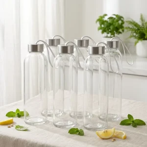 High Quality Borosilicate Water Glass Bottle 350ml 500ml 750ml 1000ml Water Juice Beverage Glass Bottle with Screw Cap