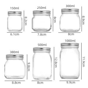 High Quality Canning Jar 5oz 8oz 10oz 12oz 16oz 25oz Glass Mason Jar with Lid