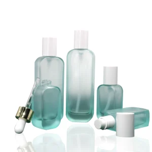 High Quality Cosmetic Glass Bottle Set With Lotion Pump Cream Glass Jar for Cosmetic Packaging