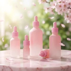 High Quality Essential Oil Glass Dropper Bottle 5ml 10ml 15ml 30ml 50ml 100ml Pink Gradient Cosmetic With Pink Lids