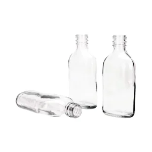 High Quality Flat Glass Beverage Liquor Bottle Whisky Coffee Tea Screen Printed Screw Cap 50ml 100ml 200ml Capacities