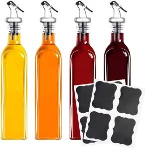 High Quality Glass 500ML Olive Oil and Vinegar Dispenser Bottles Glass Oil Bottle for Cooking With Lids